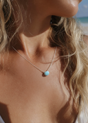 מיסטיק בלו - שרשרת כסף 925 תליון אבן לרימר עגולה