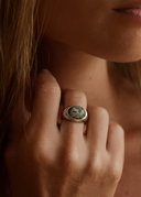 קאיה - טבעת אבן ג’ספר ירוקה כסף 925