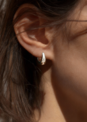 סלין - עגילי חישוקי מנופחים מכסף 925