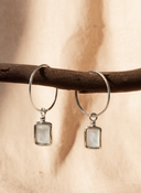 צדף - עגילי חישוק עם תליון מכסף 925